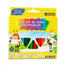 GIZAO DE CERA C/ 12 CORES TRIANGULAR BIG GIZ - ACRILEX 